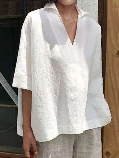 Emma – V-Neck Mid-Sleeve Blouse