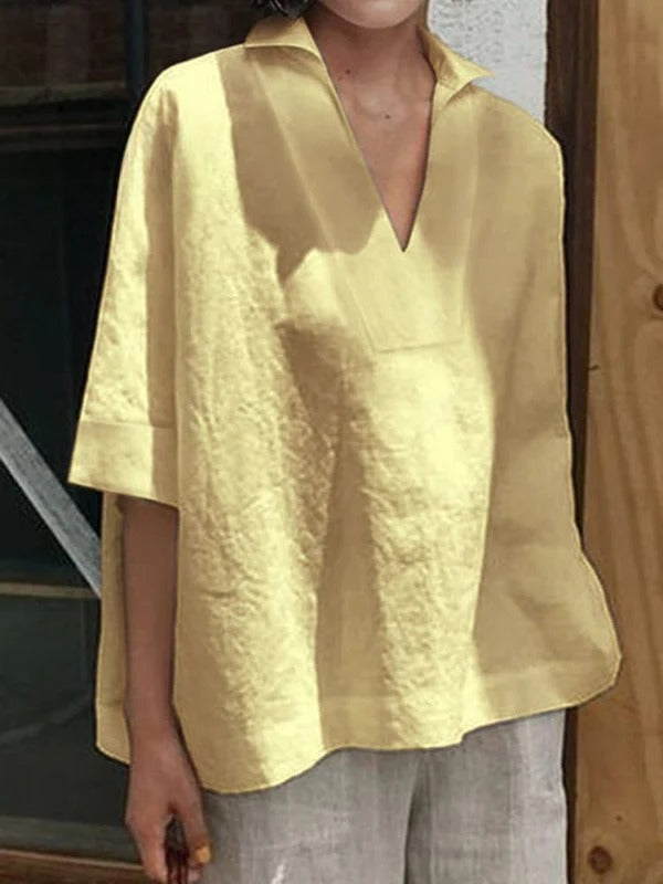 Emma – V-Neck Mid-Sleeve Blouse