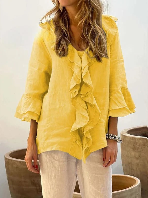 Lila – Ruffle Cotton Blouse