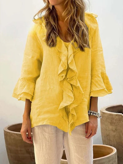 Lila – Ruffle Cotton Blouse