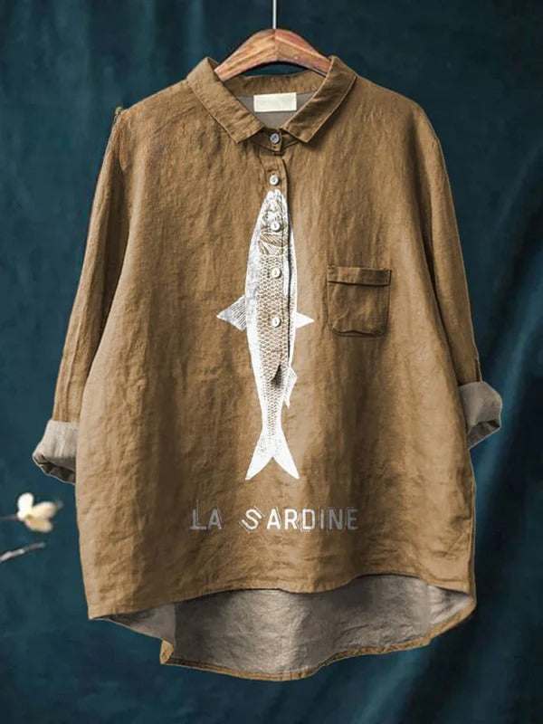 Sadie – Sardine Print Blouse